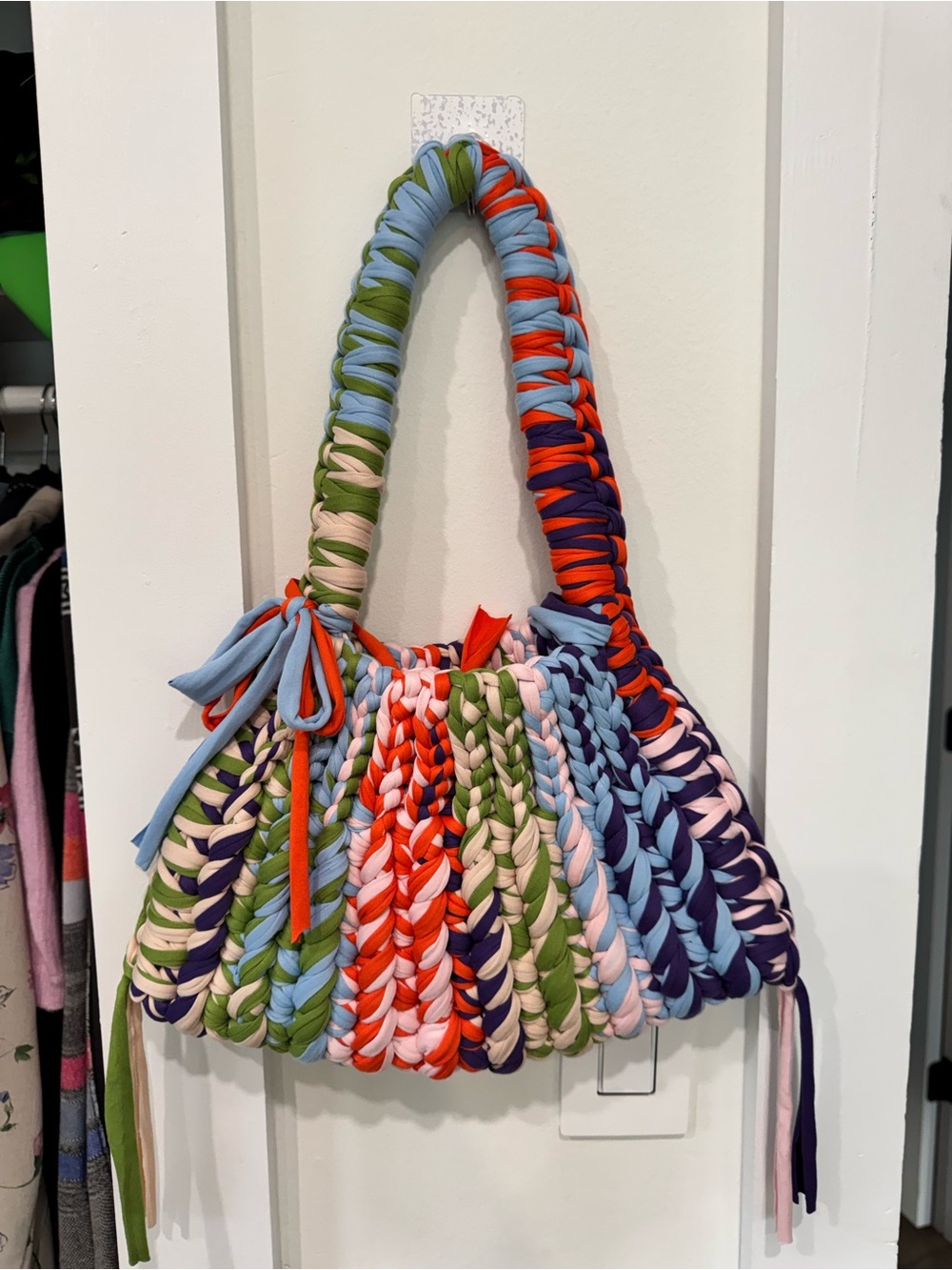 Handwoven Multi-Color Shoulder Bag - Vibrant Braided Tote
